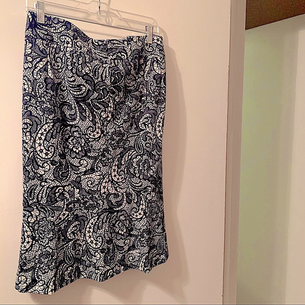 Lace Print Ponte Pencil Skirt